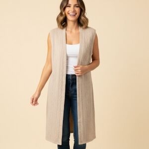 Chic Sleeveless Knit Vest in Beige